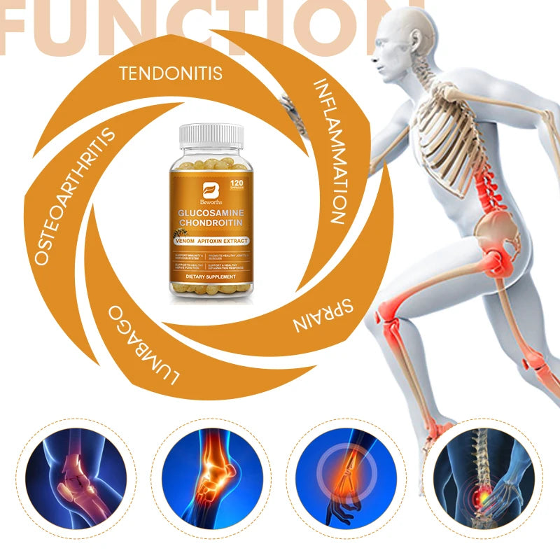 BEWORTHS Glucosamine Chondroitin Bee Venom Extract Capsules for Relieve Joint & Knee Pain Relieve Discomfort of Bones and Joint