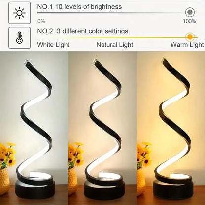 Table Lamp for Bedroom - Bedside Lamps for Nightstand, Modern Spiral Dimmable LED Table Lamp for Living Room Bedroom Office